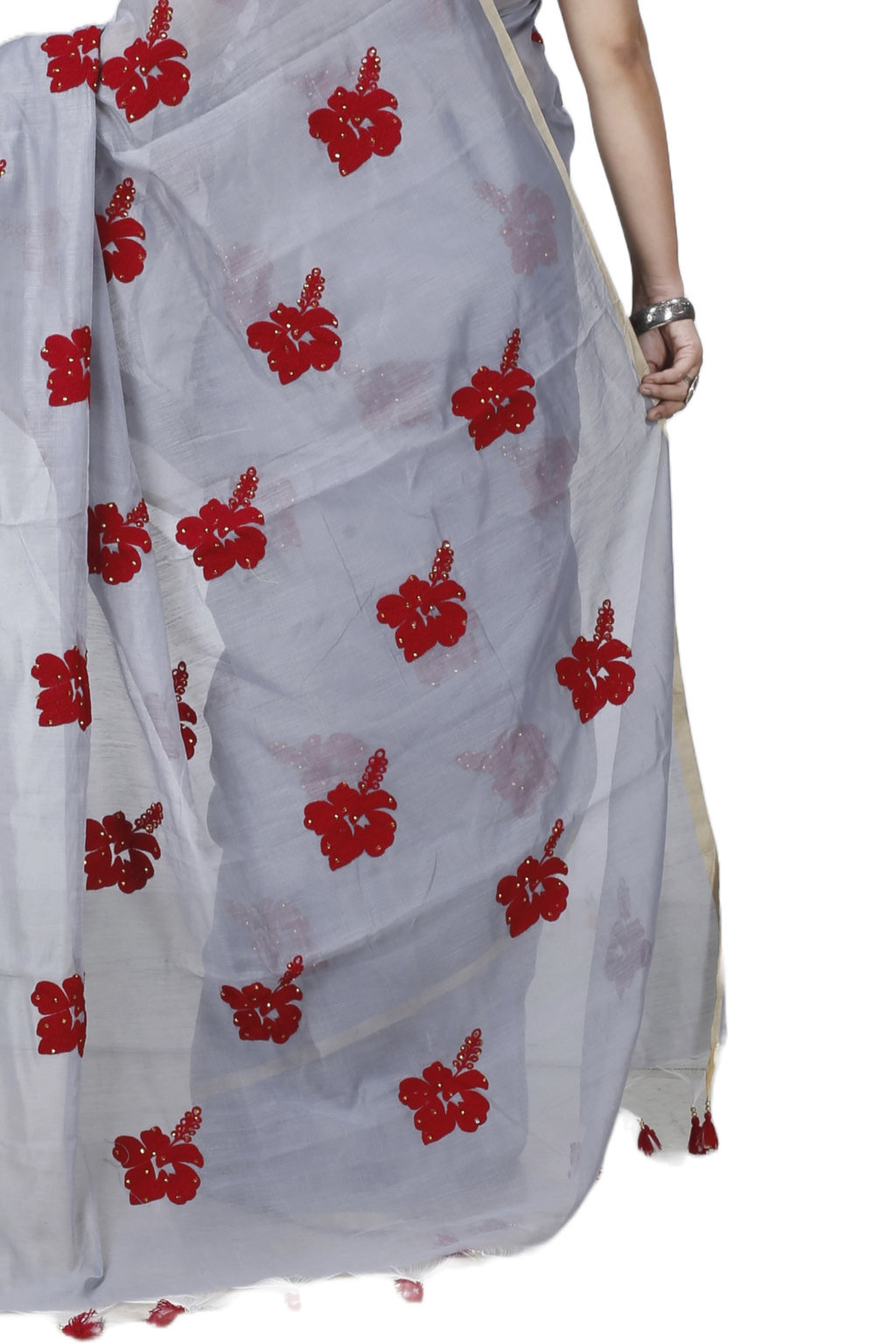 Ash Blended Cotton Joba Hand Loom Saree (1272)